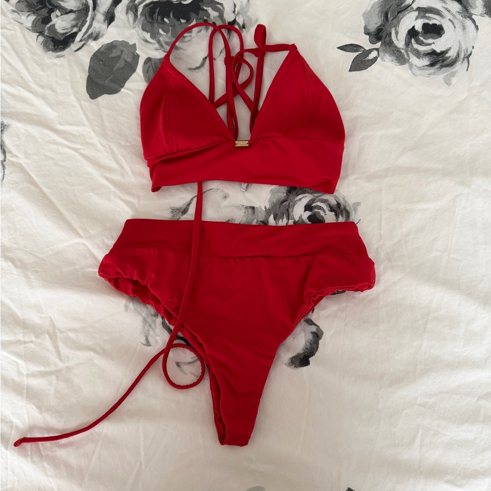 Gooseberry Two-Piece Bikini Set - Elegant Strappy Top & High-Waist Bottom